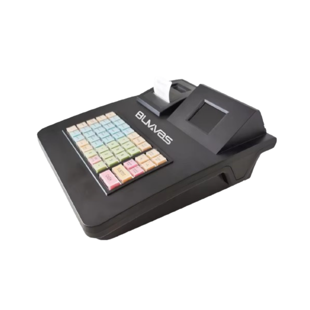 Buvvas T2-Mini Cash Register.
Item Management: 10,000
Casgier Management: 50
Clerk Management: 50
Table Management: 200
Terms of Payment: 8
Inbuilt Printer: 2 inch Manual Cut
No Battery, Direct Power
Main Display: 2.8 inch
Customer Display: LED8 Tube