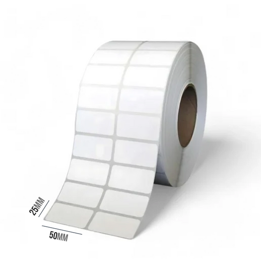 Direct Thermal Barcode Stickers | Paper Self-adhesive Regular priceRs. 750.00 Sale priceRs. 500.00Sale Tax included. Size (50x25)mm | 2 up | 4000 Labels (100x150)mm | 1 up | 250 Labels Key Specifications  Label Material: Paper Core Dia Size : 1 inch Label to Labe Gap: 3 mm Tear line : Yes Printing : Direct Thermal (NO Wax Ribbon)