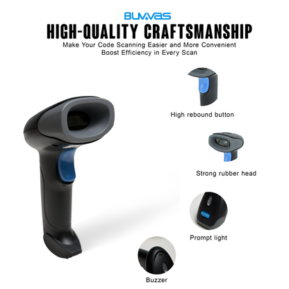 BUVVAS HC-710B 1D 2D Wireless Barcode & QR code Scanners | USB+Bluetooth+ 2.4GHz wireless