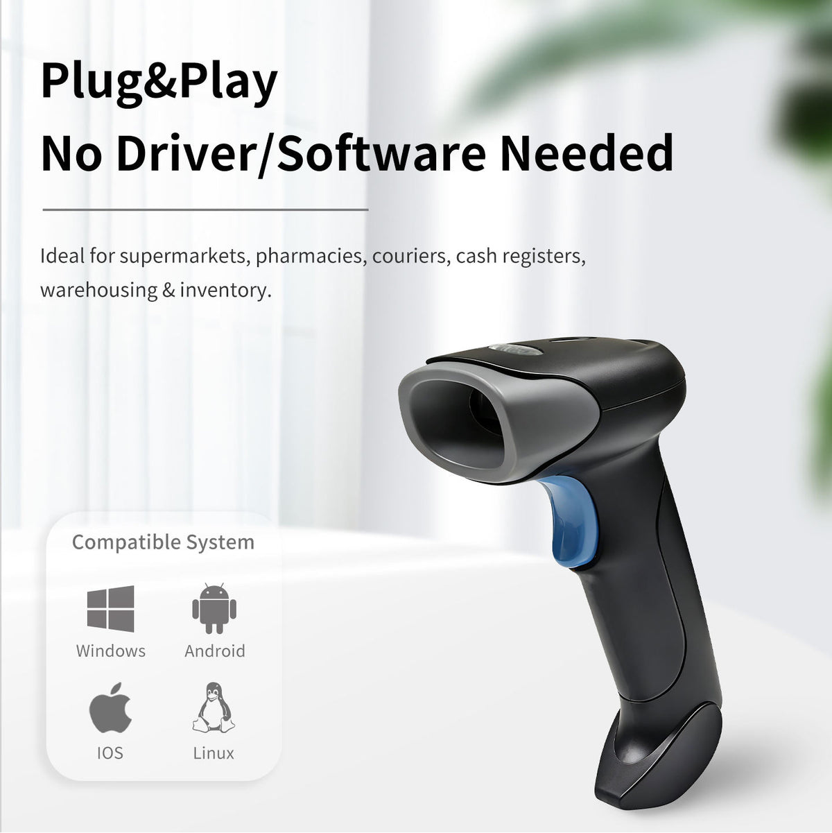 BUVVAS HC-710B 1D 2D Wireless Barcode & QR code Scanners | USB+Bluetooth+ 2.4GHz wireless