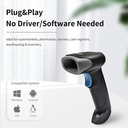 BUVVAS HC-710B 1D 2D Wireless Barcode & QR code Scanners | USB+Bluetooth+ 2.4GHz wireless
