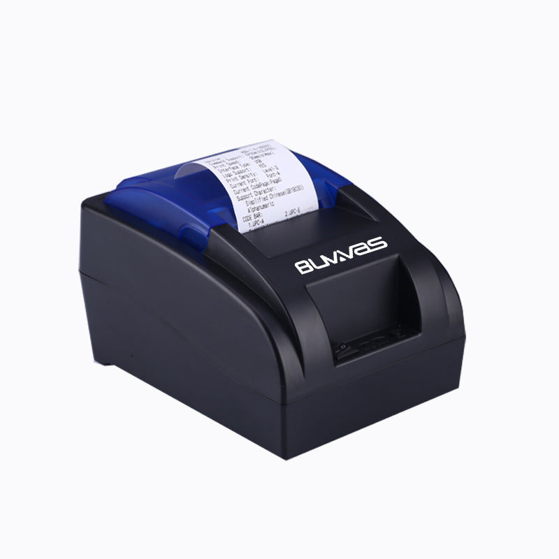 Buvvas HS-58 Thermal Receipt Printer Regular priceRs. 4,999.00 Sale priceRs. 2,500.00Sale Tax included. Interface USB + BLUETOOTH USB Key Specifications Paper Size : 58mm( 2 Inch) Print Speed : 90mm/sec Printer Header Life : 50km Manual Cut Support RJ11 Cashdrawer