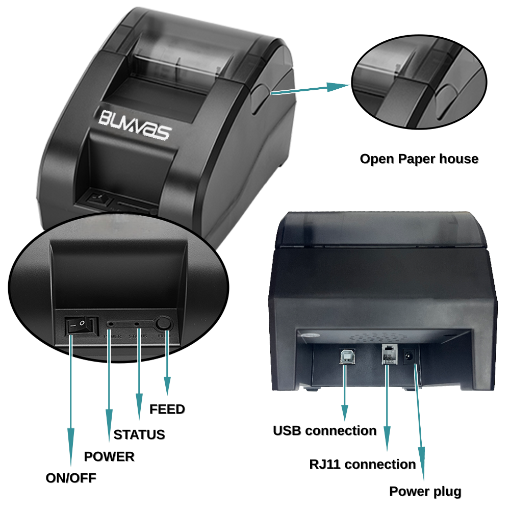 Buvvas H-58BT Thermal Receipt Printer